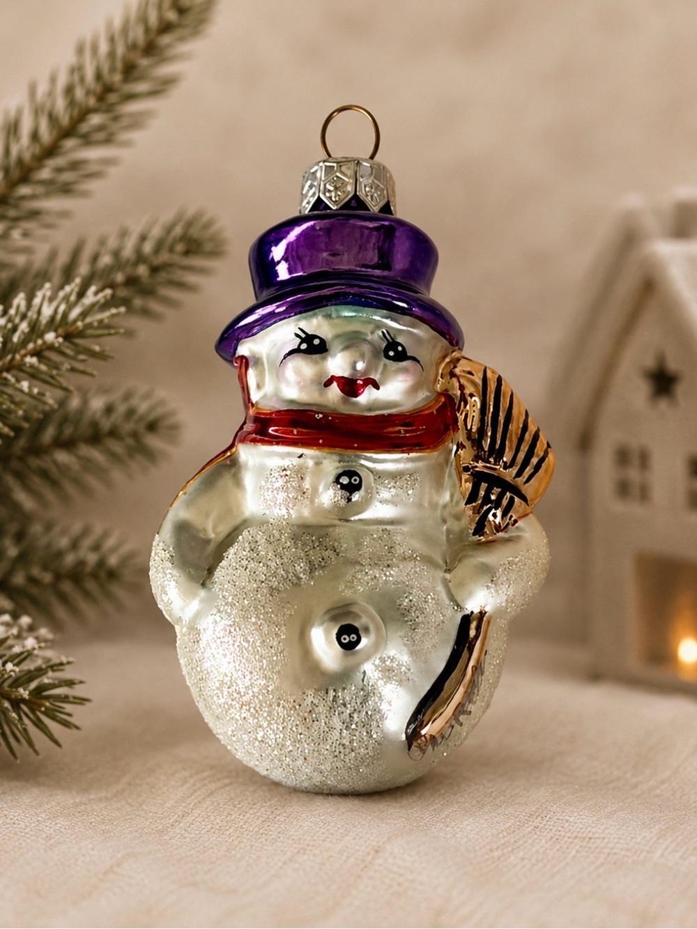Christopher Radko Handmade Glass Christmas Ornament “Littlest Snowman”